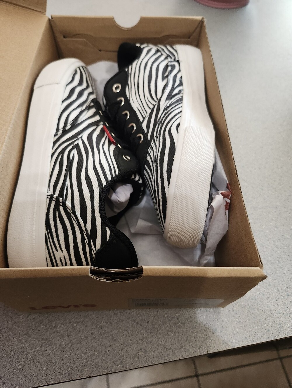 Kids Zebra Print Low-Top Sneakers - Black & White